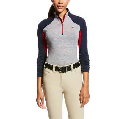 Ariat English: Cadence Wool 1/4 Zip Base Layer Mujer - Azul Marino (FQPLW4938)